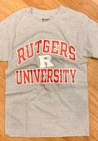Champion Rutgers Scarlet Knights Grey Number One Short Sleeve T Shirt
