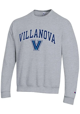 Champion Villanova Wildcats Mens Grey Arch Mascot Design Long Sleeve Crew Sweatshirt