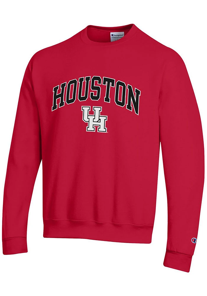 Champion Houston Cougars Mens Arch Mascot Powerblend Long Sleeve Crew Sweatshirt