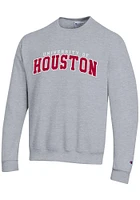 Champion Houston Cougars Mens Grey Twill Powerblend Long Sleeve Crew Sweatshirt