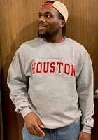 Champion Houston Cougars Mens Grey Twill Powerblend Long Sleeve Crew Sweatshirt