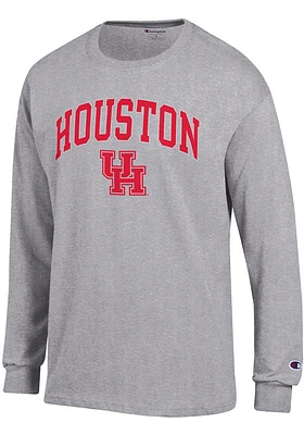 Champion Houston Cougars Grey Arch Mascot Style Long Sleeve T Shirt