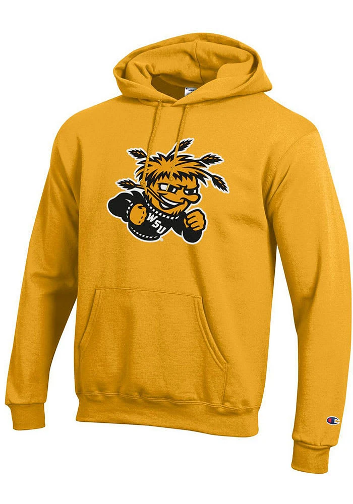 Champion Wichita State Shockers Mens Gold Twill Logo Powerblend Long Sleeve Hoodie