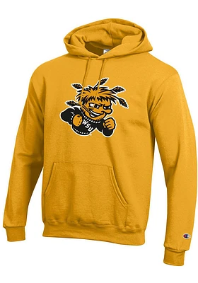 Champion Wichita State Shockers Mens Gold Twill Logo Powerblend Long Sleeve Hoodie