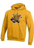 Champion Wichita State Shockers Mens Gold Twill Logo Powerblend Long Sleeve Hoodie