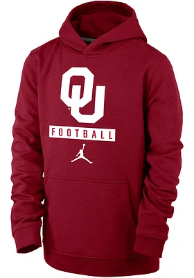 Nike Oklahoma Sooners Youth Crimson Football Sport Drop Long Sleeve Hoodie