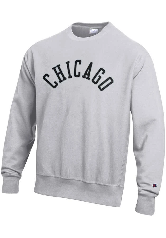 Champion Chicago Mens Grey Arched Long Sleeve Crew Sweatshirt