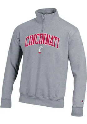 Champion Cincinnati Bearcats Mens Grey Powerblend Long Sleeve Qtr Zip Pullover