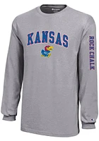 Champion Kansas Jayhawks Youth Grey Arch Mascot Sleeve Hit Long T-Shirt
