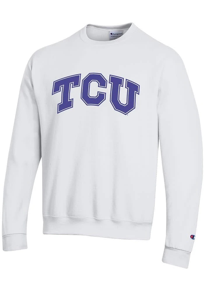 Champion TCU Horned Frogs Mens White Rally Loud Long Sleeve Crew Sweatshirt