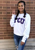 Champion TCU Horned Frogs Mens White Rally Loud Long Sleeve Crew Sweatshirt