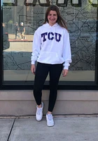 Champion TCU Horned Frogs Mens White Wordmark Long Sleeve Hoodie