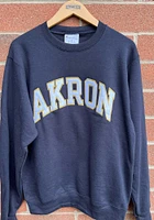 Champion Akron Zips Mens Navy Blue Arch Name Long Sleeve Crew Sweatshirt