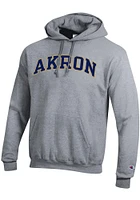Champion Akron Zips Mens Grey Arch Name Twill Long Sleeve Hoodie