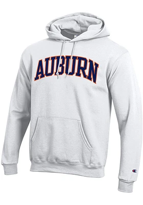 Champion Auburn Tigers Mens White Arch Twill Powerblend Long Sleeve Hoodie