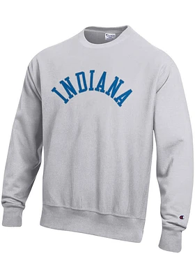 Champion Indiana Mens Grey Wordmark Long Sleeve Crew Sweatshirt