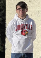 Champion Louisville Cardinals Mens White Arch Mascot Powerblend Long Sleeve Hoodie