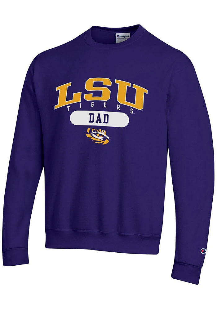 Champion LSU Tigers Mens Purple Dad Pill Long Sleeve Crew Sweatshirt