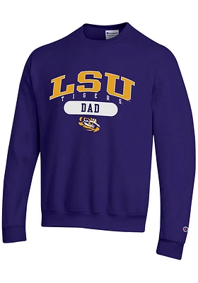 Champion LSU Tigers Mens Purple Dad Pill Long Sleeve Crew Sweatshirt