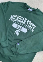 Champion Michigan State Spartans Mens Green Dad Pill Long Sleeve Crew Sweatshirt