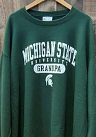Champion Michigan State Spartans Mens Green Grandpa Pill Long Sleeve Crew Sweatshirt