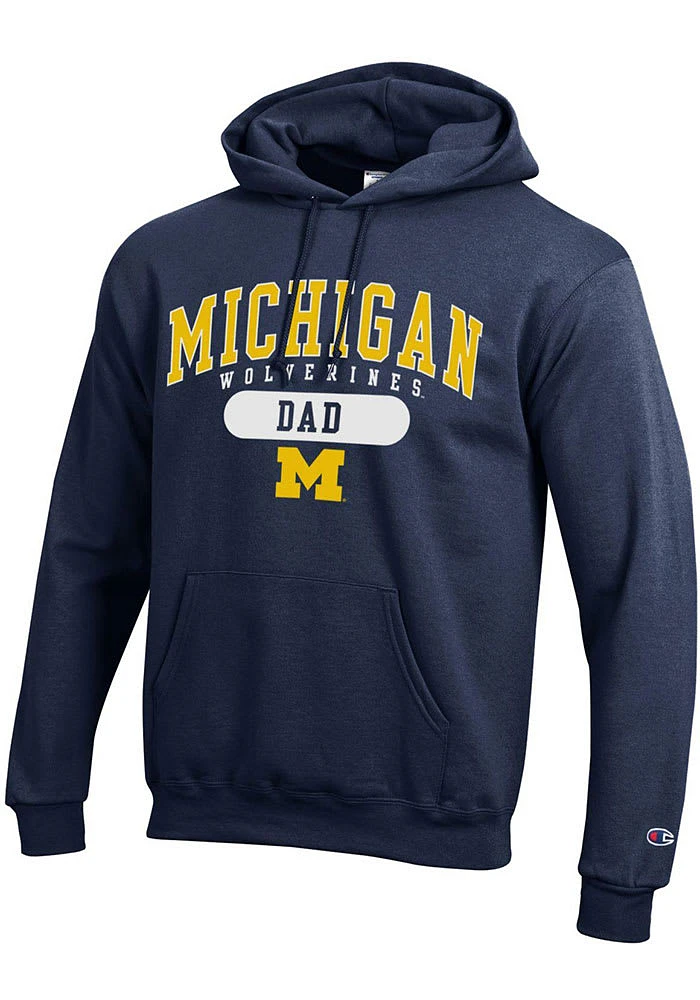 Champion Michigan Wolverines Mens Blue Dad Pill Long Sleeve Hoodie