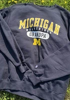 Champion Michigan Wolverines Mens Blue Grandpa Pill Long Sleeve Crew Sweatshirt