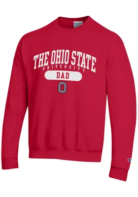 Champion Ohio State Buckeyes Mens Red Dad Pill Long Sleeve Crew Sweatshirt