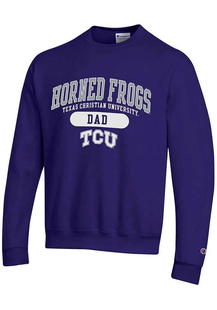 Champion TCU Horned Frogs Mens Purple Dad Pill Long Sleeve Crew Sweatshirt
