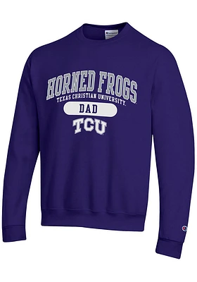 Champion TCU Horned Frogs Mens Purple Dad Pill Long Sleeve Crew Sweatshirt