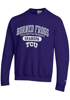 Champion TCU Horned Frogs Mens Purple Grandpa Pill Long Sleeve Crew Sweatshirt