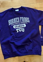 Champion TCU Horned Frogs Mens Purple Grandpa Pill Long Sleeve Crew Sweatshirt