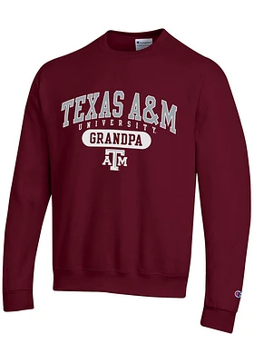 Champion Texas A&M Aggies Mens Maroon Grandpa Pill Long Sleeve Crew Sweatshirt