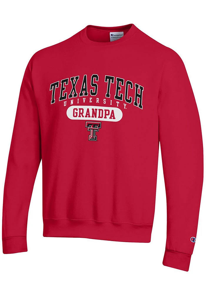 Champion Texas Tech Red Raiders Mens Grandpa Pill Long Sleeve Crew Sweatshirt