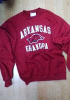 Champion Arkansas Razorbacks Mens Cardinal Grandpa Long Sleeve Crew Sweatshirt