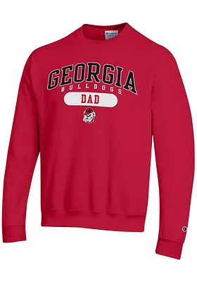 Champion Georgia Bulldogs Mens Red Dad Pill Long Sleeve Crew Sweatshirt