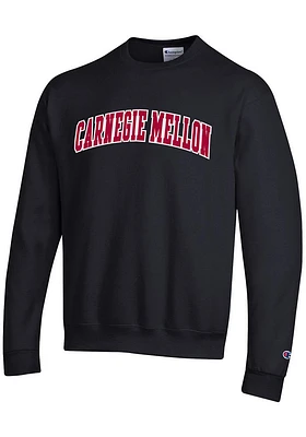 Champion Carnegie Mellon Tartans Mens Black Arch Twill Powerblend Long Sleeve Crew Sweatshirt