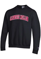 Champion Carnegie Mellon Tartans Mens Black Arch Twill Powerblend Long Sleeve Crew Sweatshirt