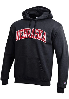 Champion Nebraska Cornhuskers Mens Black Arch Twill Long Sleeve Hoodie
