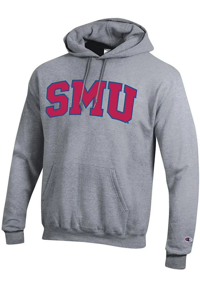 Champion SMU Mustangs Mens Grey Arch Twill Long Sleeve Hoodie