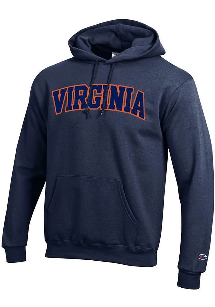 Champion Virginia Cavaliers Mens Navy Blue Twill Powerblend Long Sleeve Hoodie