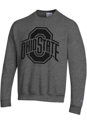 Champion Ohio State Buckeyes Mens Charcoal Tonal Long Sleeve Crew Sweatshirt