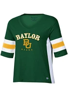 Champion Baylor Bears Womens Green Varsity Sleeve Stripe Short T-Shirt