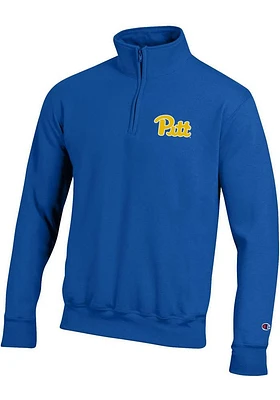 Champion Pitt Panthers Mens Blue Fleece Long Sleeve Qtr Zip Pullover