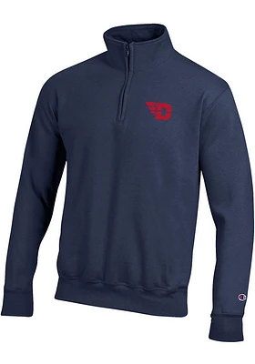 Champion Dayton Flyers Mens Navy Blue Fleece Long Sleeve Qtr Zip Pullover