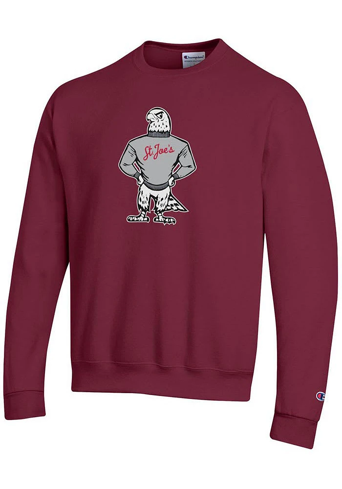 Champion Saint Josephs Hawks Mens Cardinal Vault Logo Long Sleeve Crew Sweatshirt