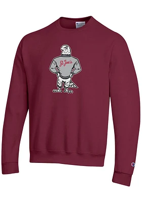 Champion Saint Josephs Hawks Mens Cardinal Vault Logo Long Sleeve Crew Sweatshirt
