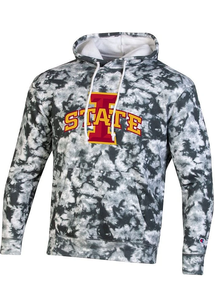 Champion Iowa State Cyclones Mens Grey Crush Tie Dye Long Sleeve Hoodie