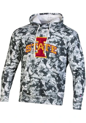 Champion Iowa State Cyclones Mens Grey Crush Tie Dye Long Sleeve Hoodie
