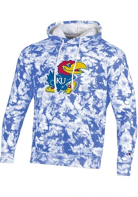 Champion Kansas Jayhawks Mens Blue Crush Tie Dye Long Sleeve Hoodie